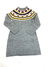 Load image into Gallery viewer, Girls Grey Pepperts Jacquard Fair Isle Patterned Soft Knitted Jumper Dress