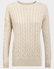 Load image into Gallery viewer, Ladies Beige Cable Knit Metallic Jumper