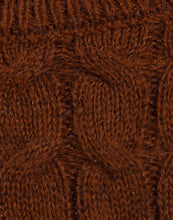 Load image into Gallery viewer, Ladies Brown Cable Knit Metallic Jumper