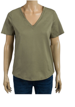 Load image into Gallery viewer, Ladies Plain Pure Cotton V Neck Short Sleeve Tee Shirt Jersey Top