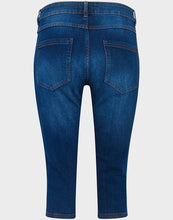 Load image into Gallery viewer, Ladies Dark Denim Organic Cotton Medium Waist 3/4 Cropped Stretchy Jeans