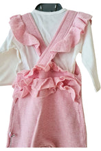 Load image into Gallery viewer, Baby Girls Mothercare Pink White Knitted Dungaree Set