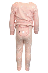 Baby Girls 2 Pk Pink Bear Print Cotton Top & Leggings Pyjamas