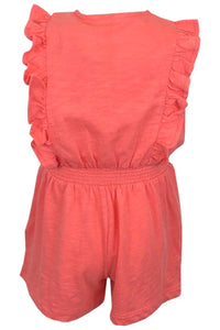 Girls Baby Toddler Broderie Anglaise Coral Cotton Elasticated Waist Playsuits