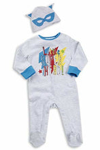 Load image into Gallery viewer, Grey Super Hero Plus Detachable Cape Romper