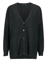 Load image into Gallery viewer, Dark-Grey Relaxed Knit Wool Blend V Neck Cardigan