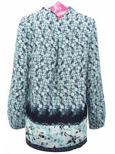 Load image into Gallery viewer, Blue Multi Border Print Zip Front Longsleeve Top