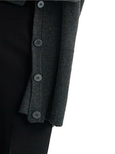 Load image into Gallery viewer, Dark-Grey Relaxed Knit Wool Blend V Neck Cardigan
