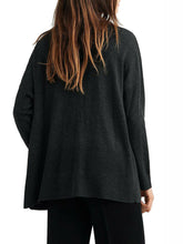 Load image into Gallery viewer, Dark-Grey Relaxed Knit Wool Blend V Neck Cardigan
