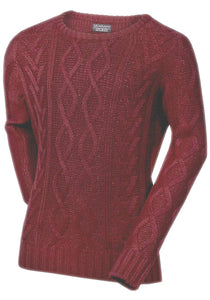 Grey & Wine Thick Cable Knit Long Sleeve Jumper