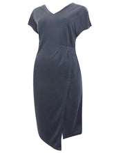 Load image into Gallery viewer, Charcoal Modal Blend Asymmetric Hem Dress

