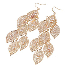 Load image into Gallery viewer, Gold Plated Long Leaf Cut Out Dangling Hook Earrings
