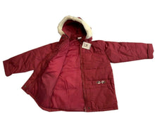 Load image into Gallery viewer, Girls Burgundy padded jacket with furry trim Jacket