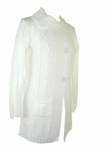 Ivory Chunky Knitted Cable Flap Collar Cardigan