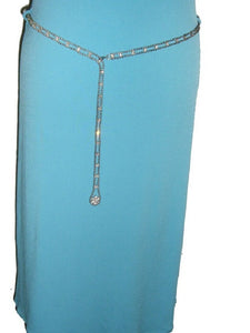 Blue Stylish Diamante Neck Sleeveless Dress