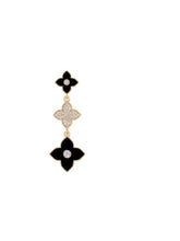 Load image into Gallery viewer, Ladies Black Four-Leaf Clover Zircon Crystal Dangling Stud Earrings