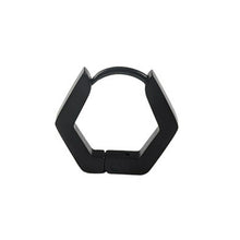 Load image into Gallery viewer, Unisex Black Smooth Hexagon Titanium Steel Hoop Earring