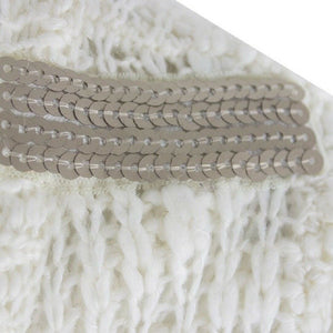 Cream Fluffy Knit Textured Sequence Shoulder Jumper