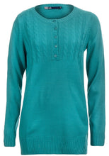 Load image into Gallery viewer, Ladies Ribbed Soft Cable Knitted 4 Placket Button Jumper