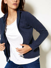 Load image into Gallery viewer, Navy Full Zip Panelled Micro Soft Fleece Jacket