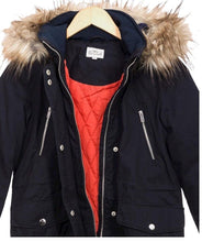 Load image into Gallery viewer, Girls Midnight Blue Detachable Furry Trim Hood Parka Winter Coats