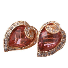 Load image into Gallery viewer, Yellow Gold Filled resin Austrian Champagne Crystal Heart Necklace Set