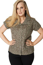 Load image into Gallery viewer, Brown Soft Patterned Knitted Stand Up Collar Cardigan