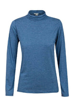 Load image into Gallery viewer, Teal Blue Turtle Roll Neck Stretchy Jersey Top
