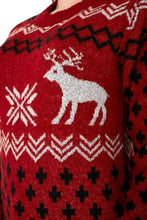 Load image into Gallery viewer, Red Reindeers and Snowflake Print Christmas Jumper