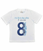 Load image into Gallery viewer, Boys White Cotton OK to BE 8 T-Shirt &amp; Navy Short Set
