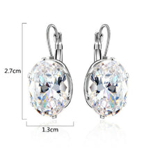 Load image into Gallery viewer, Ladies Silver Clear Crystal Big Oval Zircon Hoop Earrings