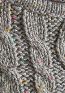Girls Grey Cable Knit Triple Button Shoulder Cotton Jumper