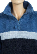 Load image into Gallery viewer, Navy &amp; Blue High Neck Chunky Fleece Jumper
