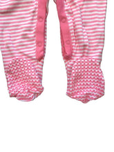 Load image into Gallery viewer, White & Pink Cotton Anti Slip Footie Romper