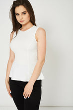 Load image into Gallery viewer, Off White Textured Stretchy Sleeveless Casual Top
