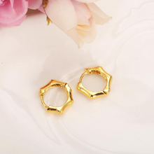Load image into Gallery viewer, Small Hoop Bamboo Joint Shape Gold Filled Earrings