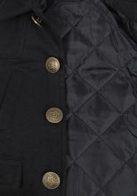 Load image into Gallery viewer, Girls Black Aishty Wool Blend Collared Button Down Lined Thick Winter Coat