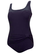 Load image into Gallery viewer, Black Beachcomber Scoop Back Ruched Front Padded Cup Swimsuit
