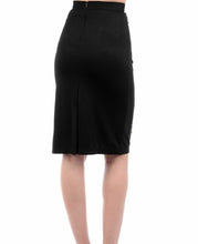 Load image into Gallery viewer, Black Bodycon Midi Skirt with Embellishment.
