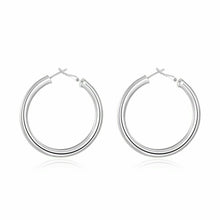 Load image into Gallery viewer, Ladies 925 Silver Plated Big Creole Style Large Classic Hoop 5mm Earrings