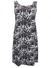 Load image into Gallery viewer, Black & White Multi Scoop Back Palm Print Dress