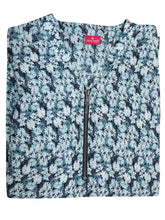 Load image into Gallery viewer, Blue Multi Border Print Zip Front Longsleeve Top