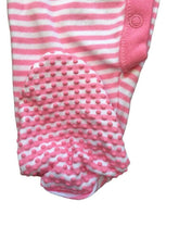 Load image into Gallery viewer, White & Pink Cotton Anti Slip Footie Romper