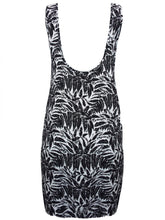 Load image into Gallery viewer, Black & White Multi Scoop Back Palm Print Dress