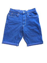 Load image into Gallery viewer, Mens Blue Denim Stretch Cotton Stitching Detail Roll Hem Summer Shorts