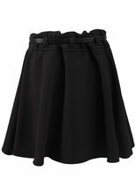 Load image into Gallery viewer, Black Skater Elasticated Waist Plus Belt Skirt
