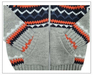 Baby Boys Grey Multi Aztec Thick Knit Cardigans