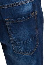 Load image into Gallery viewer, Mens Blue Denim Stretch Cotton Stitching Detail Roll Hem Summer Shorts