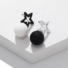 Load image into Gallery viewer, White & Black Geometric Pentagram Double Sided Earrings