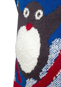Blue Christmas Squeaky Novelty Penguin Soft Knit Longsleeve Jumper.